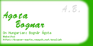 agota bognar business card